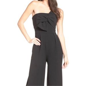 CHELSEA 28 Black Strapless Jumpsuit Romper Onesie Knot Detail Size 4